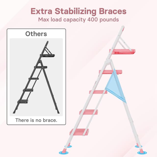 Thumbnail 5 de BONTEC 4 Step Ladder 150KG capacity, foldable 🪜