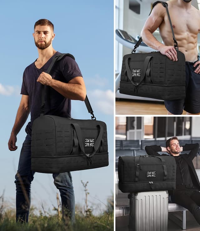 Detalle 2 de ZOMFELT X-Large tactical gym bag with shoe compartment, MOLLE and waterproof holdall design