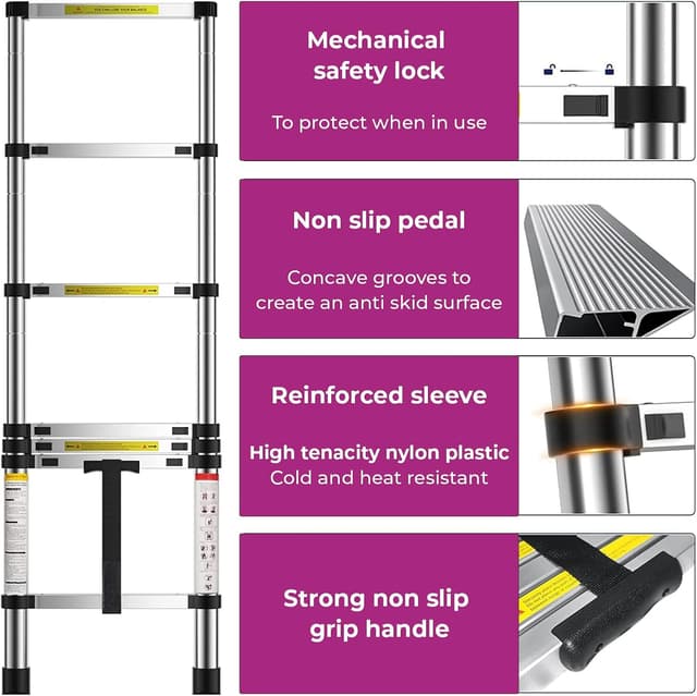 Detalle 2 de Neo Extendable Portable Foldable Telescopic Ladder (4.6M) – EN131 certified