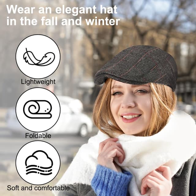 Detalle 2 de ACWOO Ajustable Boinas Gorra plana gris oscuro