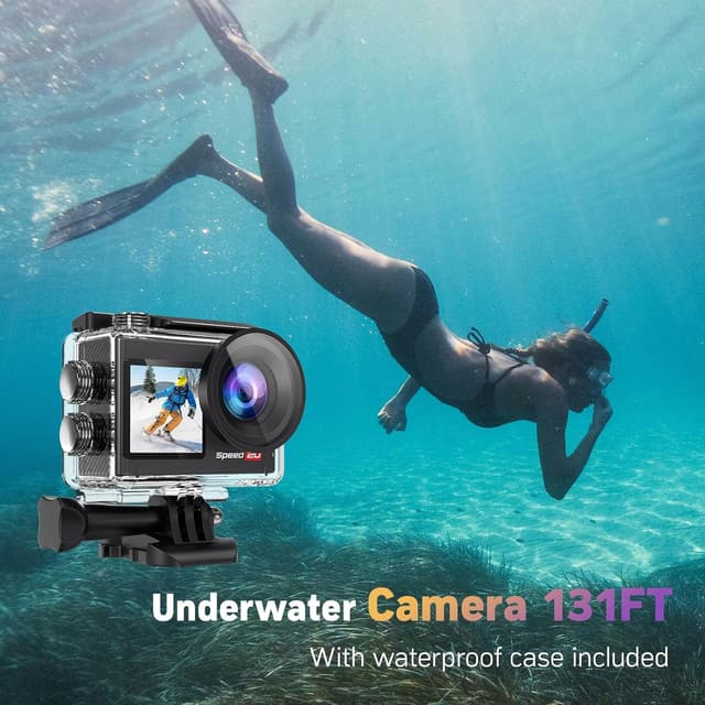 Detalle de Hiicam Speed 20 Action Cam 4K60FPS 40MP – wasserdicht bis 40 m, EIS, WiFi & Dual-Screen