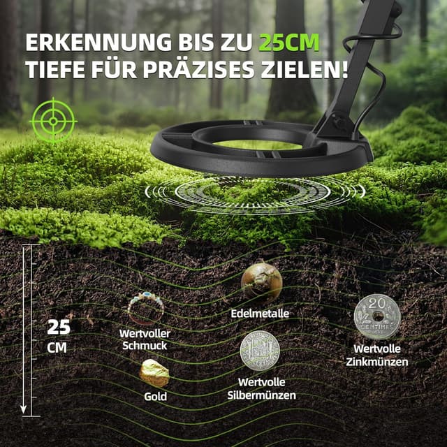Detalle 2 de GreenRex Metalldetektor Profi mit IP68 25,4-cm-Spule und großem LCD-Display