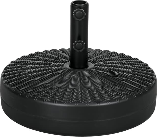 Detalle de Outsunny Pied de parasol HDPE à remplir d’eau ou de sable pour mât 38/48 mm (Ø51 x 36 H cm) noir