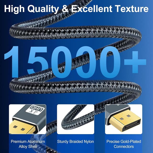 Thumbnail 4 de Thzzhnno Cable DisplayPort 90° 0.5M 8K 1.4