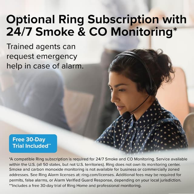 Detalle de Kidde Smart Smoke and Carbon Monoxide Detector (Ring App Enabled) — Wire-Free Interconnectivity, AA Battery Powered