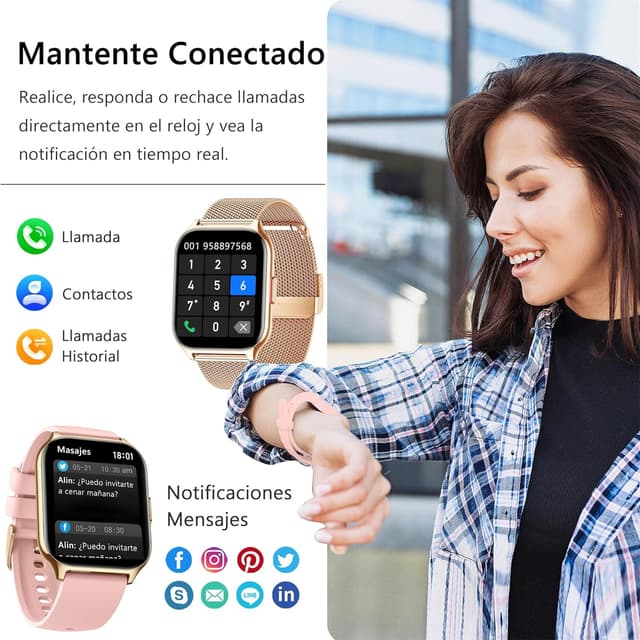 Detalle de ZOSKVEE Reloj Inteligente Mujer 🚶♀️, Bluetooth, Salud y Deportes