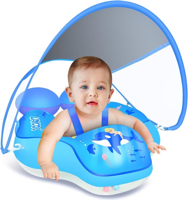Thumbnail 6 de Baby Pool Float with Canopy and UPF 50+ Sun Protection (UP to 36 Months) — Anti-Flip Safe Infant Swim Float