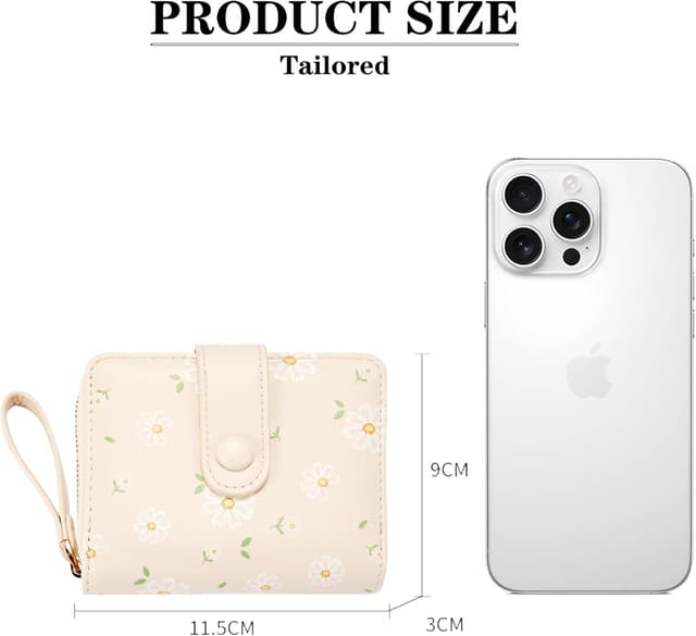 Detalle de LZSXDWXY Damen-Geldbörse mit Gänseblümchen-Motiv, Außen-Reißverschluss & Kartenfächern