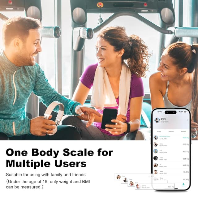 Detalle de Körperfettwaage Hochpräzise: Bioimpedanzwaage mit App, 22 Messwerten & großem Farb-LED-Display