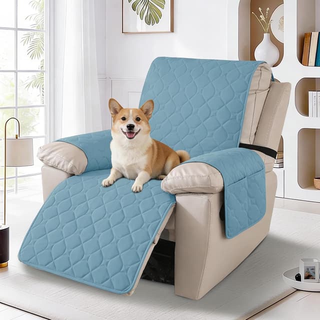 Detalle 2 de Ystyle Copripoltrona 1 posto per relax reclinabile impermeabile, con braccioli e fascia elastica, blu acqua