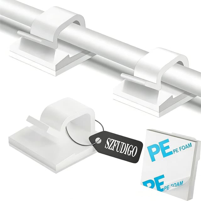 Detalle de SZFUDIGO 50 clips pour câble avec adhésif 3M (nylon PA66) – support mural noir ou blanc, pour câbles jusqu’à 5 mm