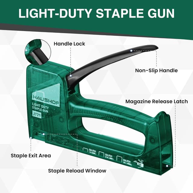 Detalle de HAUSHOF Handtacker / Tackerpistole für Klammern Typ 53 (JT21), 18 cm, mit 800 Klammern und Klammerentferner