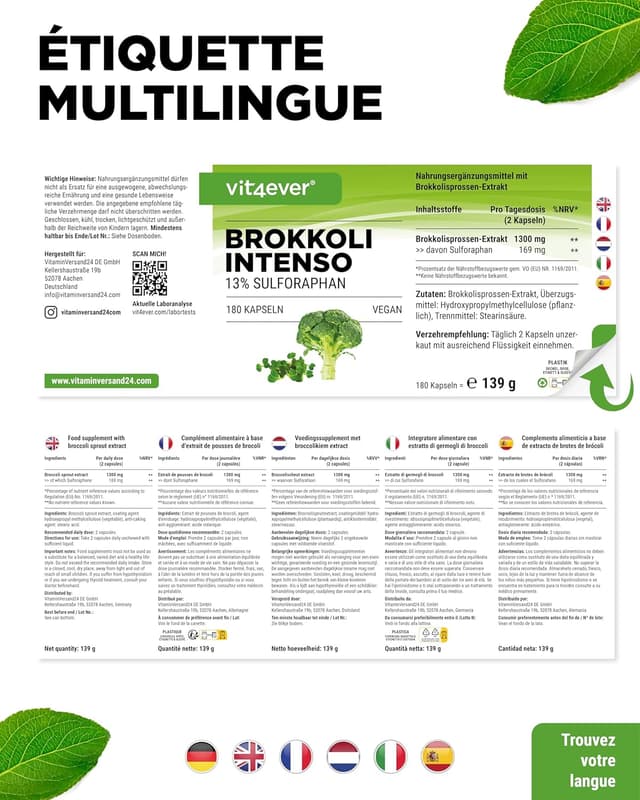 Detalle 2 de Extrait de Brocoli en capsules – 180 gélules avec 13% de sulforaphane (2 capsules/jour)