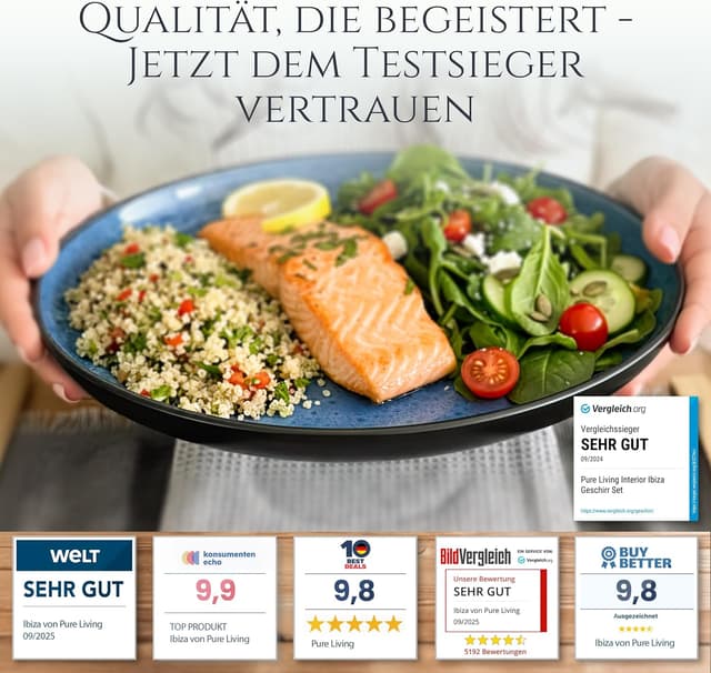 Detalle 2 de Steingut Geschirrset Ibiza 6 Personen, 24 tlg.