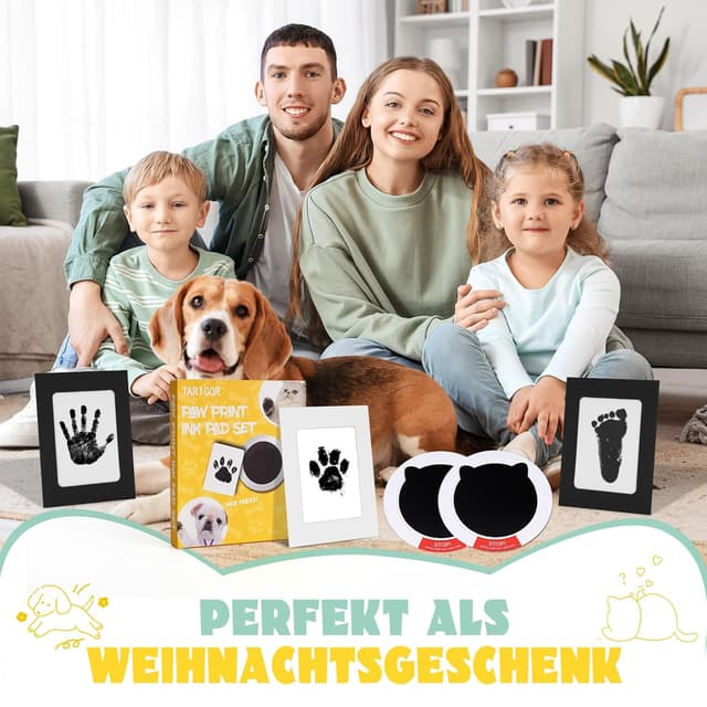Detalle de Taricor Baby Fussabdruck Set mit Fotorahmen-Karten (Hund & Katze) – 2er Set im Katzenformat