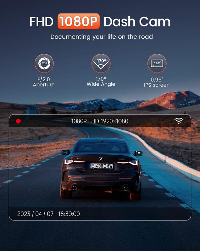Thumbnail 4 de BESTSEE Dash Cam Front 1080P WiFi dash cam