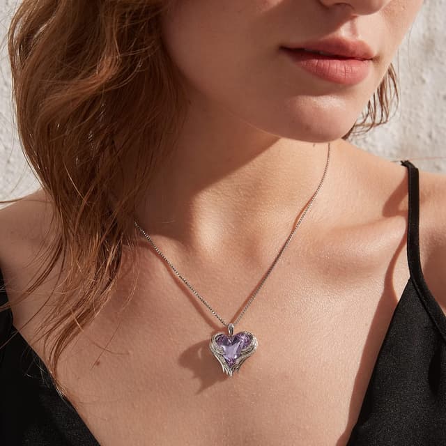 Detalle de jiamiaoi Herz Kette Silber mit Herz-Anhänger und Zirkonia – Damen Halskette