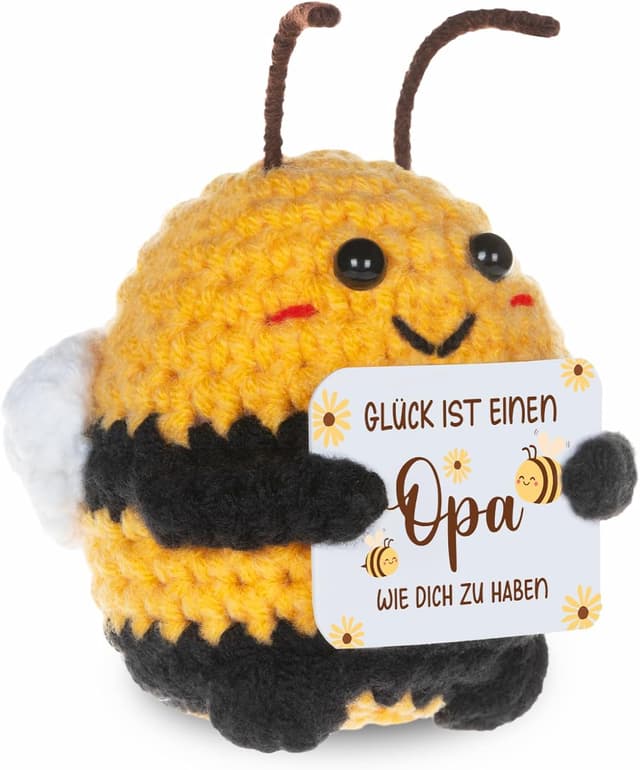 Detalle de WenmthG Pocket Hug Positive Biene – Glücksbringer & Geschenk für Opa