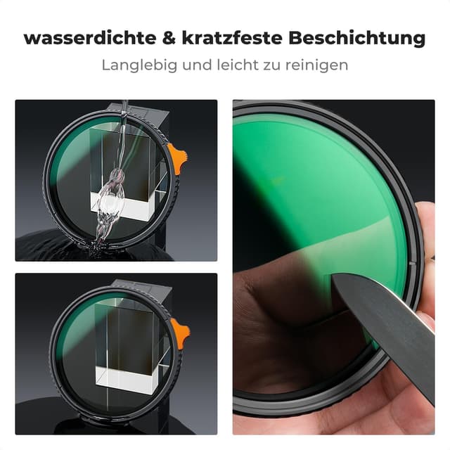 Detalle de K&F CONCEPT Nano X-Serie Variabler ND-Filter ND3–ND1000 (49 mm) – 1,5 bis 10 Blendenstufen