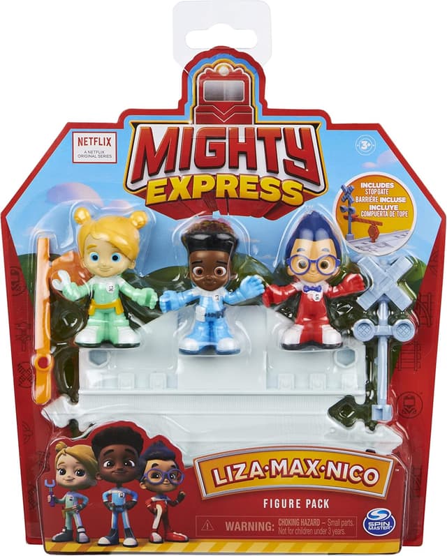 Detalle de Mighty Express — lot de 3 figurines pour enfants (avec piste et barrière), à partir de 3 ans