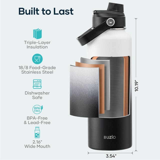 Detalle 2 de BUZIO borraccia termica in acciaio inox tripla parete, 48h freddo e 24h caldo (senza BPA)