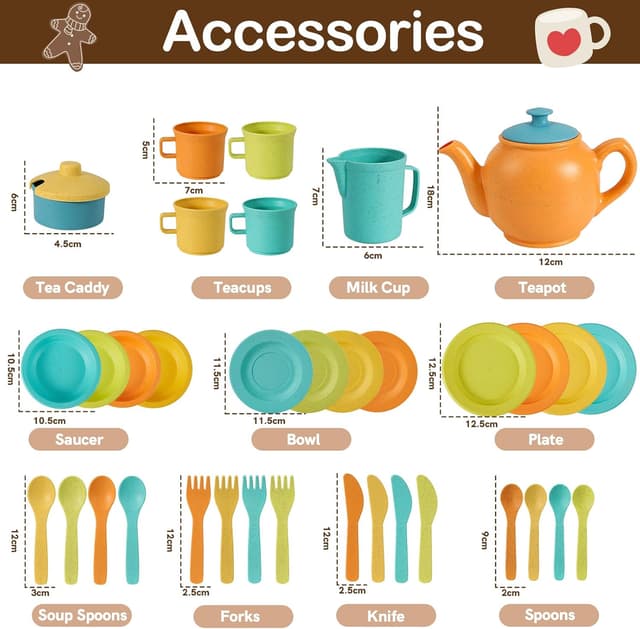 Detalle 2 de Buyger Kids Kitchen Accessories & Tea Set (35 pcs) for Toddlers 3–5