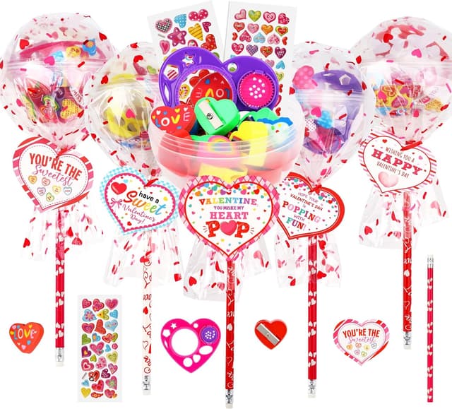 Imagen de POPGIFTU Valentine 28-Pack Lollipop Stationery en OfertitasTOP