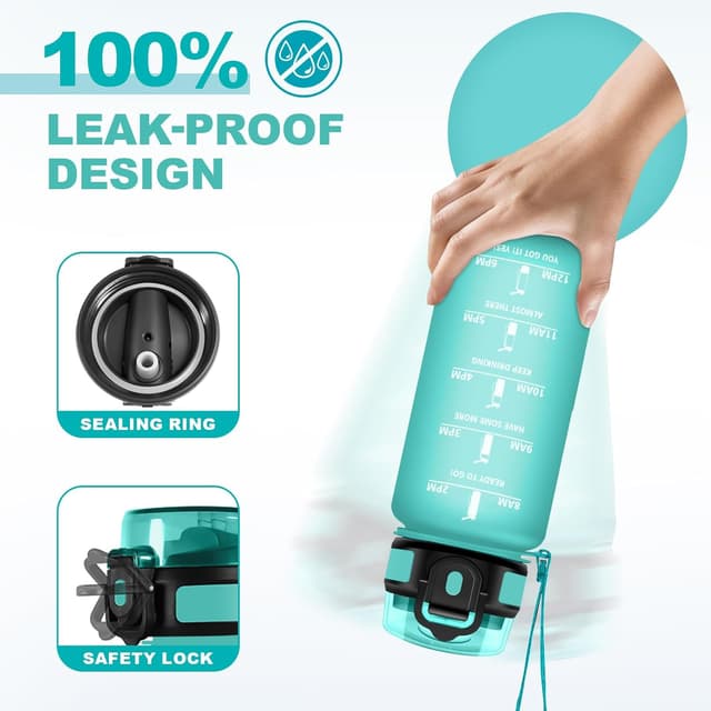 Detalle de JAPORIA Borraccia 500 ml con cannuccia, marcatori temporali e tracolla