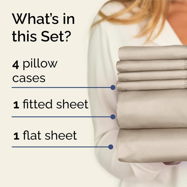 Detalle 2 de CGK Unlimited King 6-Piece Sheet Set (Wheat) — Ultra-Soft, Comfy Breathable Cooling Bedding with Deep Pockets