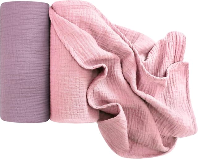 Detalle de Kewlife gift Baby Pucktuch Musselin-Wickeldecke 104 x 94 cm aus 100 % Baumwolle (Lila/Rosa)