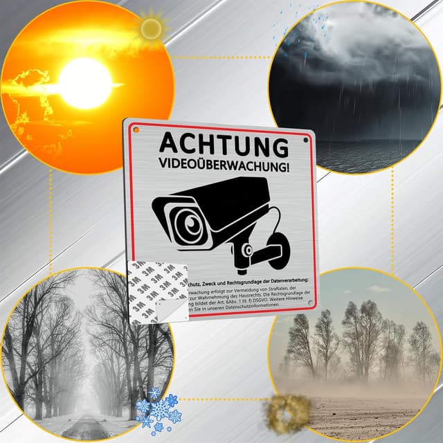 Thumbnail 5 de Schild Videoüberwachung 15 x 15 cm Aluminium