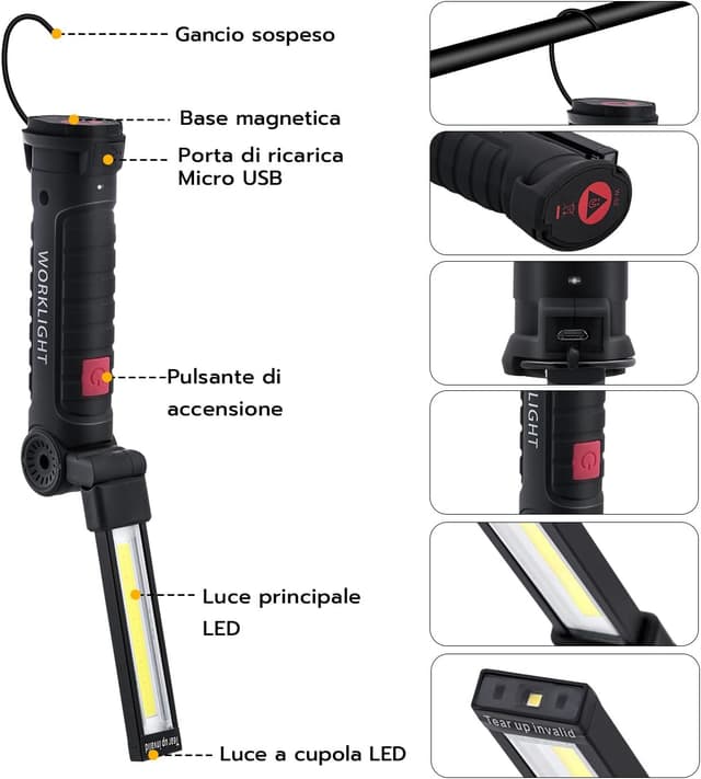 Thumbnail 1 de Wigearss Torcia magnetica ricaricabile LED COB 2 pezzi 🔦