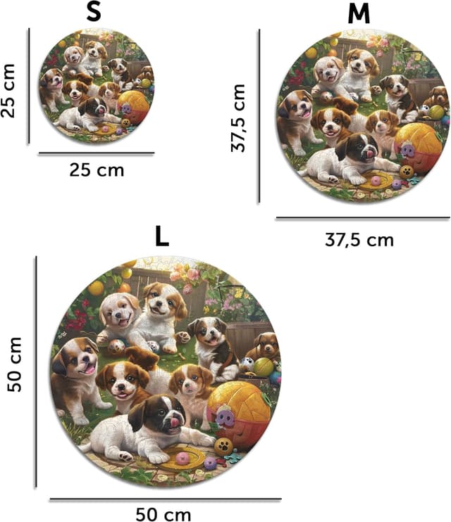 Detalle 2 de Iconic Puzzles 🐶 Cachorros en el Jardín, Puzzle de Madera, 350 Piezas