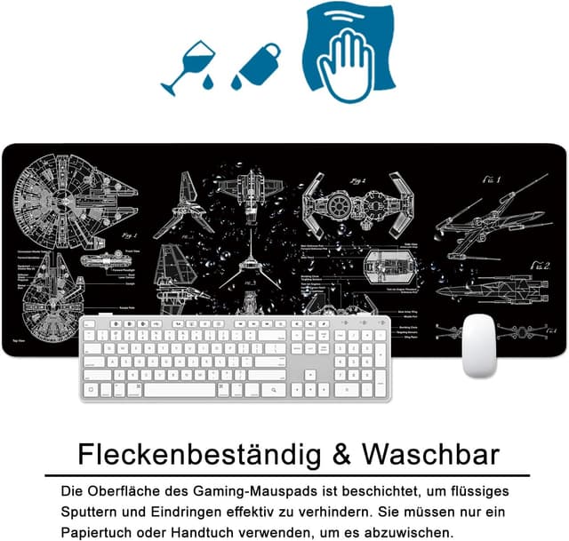 Thumbnail 2 de VYEUIAO Schwarz XL Gaming Mauspad 800x300mm