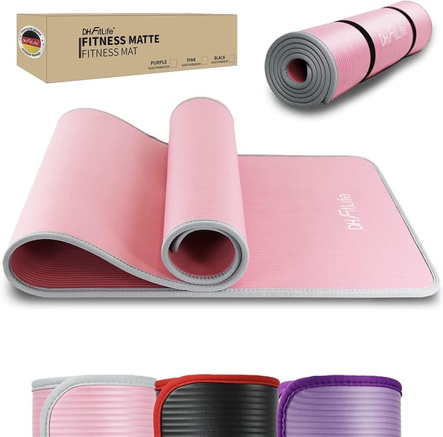 Detalle de DH FitLife Yoga Mat 183 x 61 x 1 cm (Extra Thick) – Non-Slip fitness & Pilates mat with carry strap