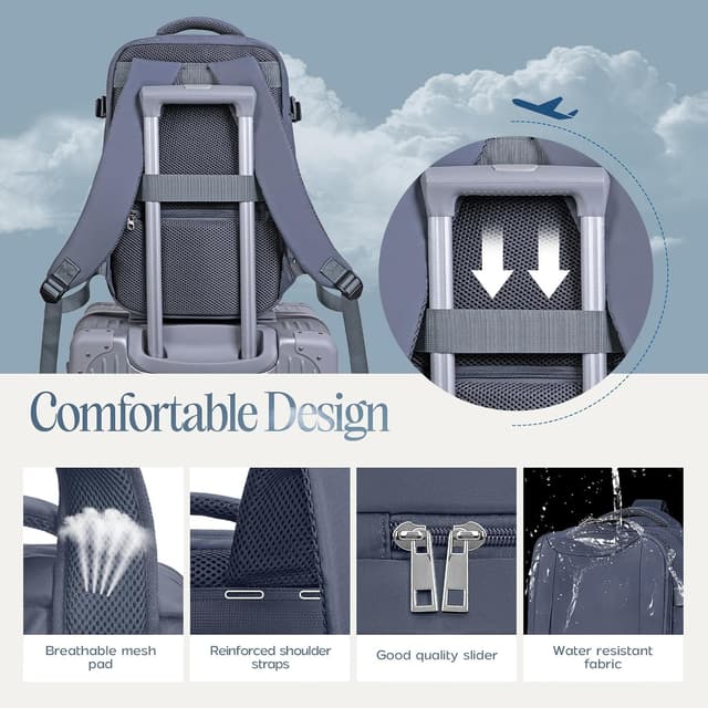 Detalle de Xkdoai underseat cabin bag for Ryanair (40x30x20) with TSA-approved clear pouch and TSA-friendly 3-1-1 toiletry bag