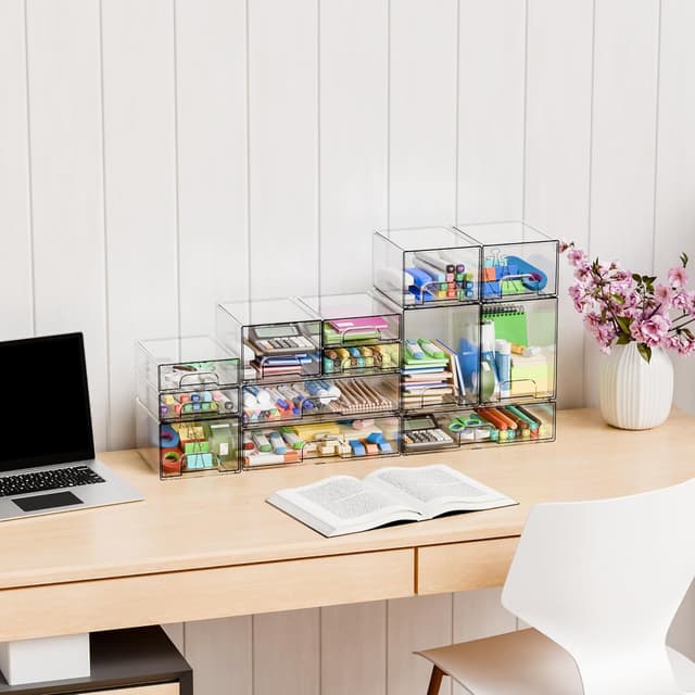 Thumbnail 5 de Yieach 4 Pack Clear Stackable Storage Drawers