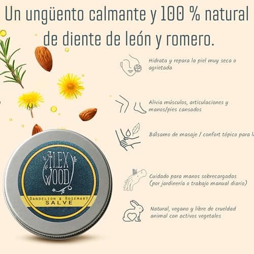 Detalle de The Ilex Wood Bálsamo de diente de león y romero 100% natural y vegano (100 ml)
