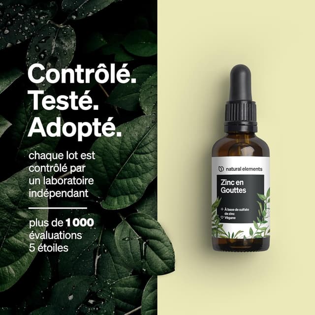 Detalle 2 de Gouttes de zinc Premium à base de sulfate de zinc – 100 ml (≈ 2450 gouttes)