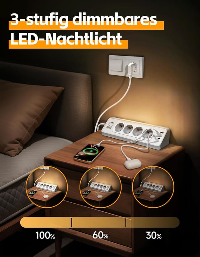 Detalle de Comyan Ecksteckdose Küche 3680 W 4 Fach
