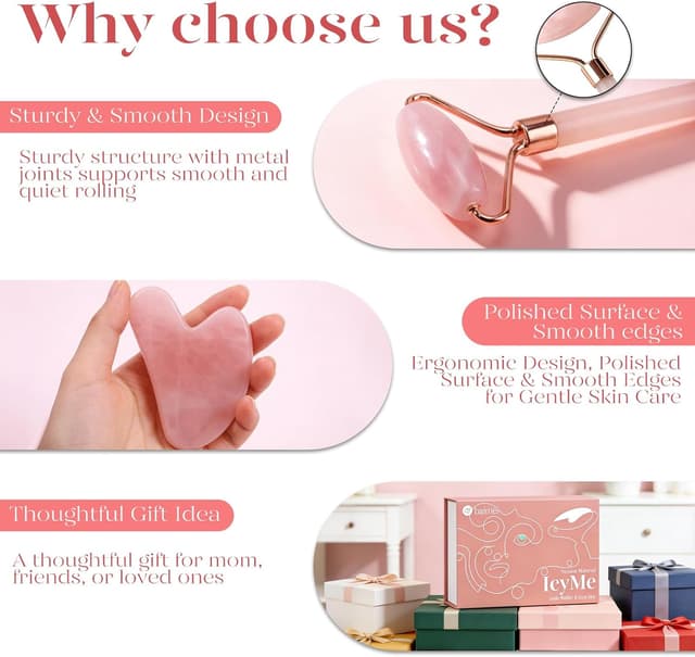 Detalle 2 de BAIMEI Gua Sha Rosenquarz Set 1 Stück 🪷