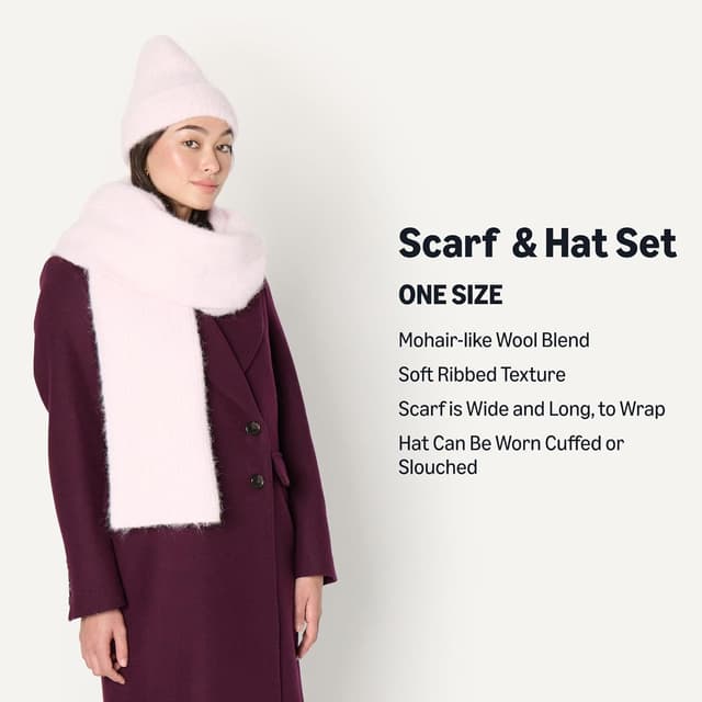 Thumbnail 1 de Amazon Essentials Faux Mohair Scarf & Hat Set Demi's Pick 🧣