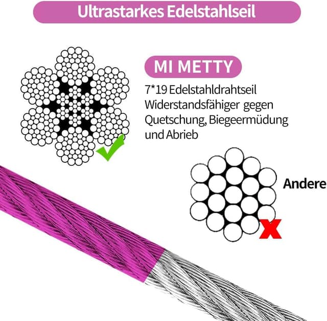 Thumbnail 1 de Mi Metty Tie-Out-Leine für Hunde (15 m) mit Federpuffer, 360° drehbarem Clip – für mittlere bis große Hunde, lila