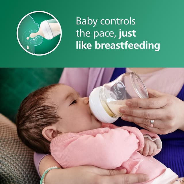 Detalle de Philips Avent Natural Glass Baby Bottles with Natural Response Nipples (Slow Flow, Flow 2) 4oz, 4-Pack (SCY910/04)