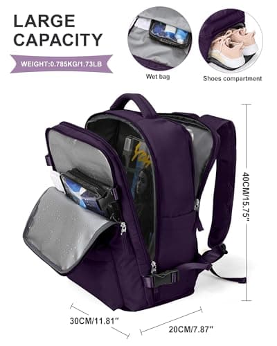 Detalle 1 de SZLX Mochila de viaje de cabina 40x30x20 (mujer) impermeable, compatible como equipaje de mano