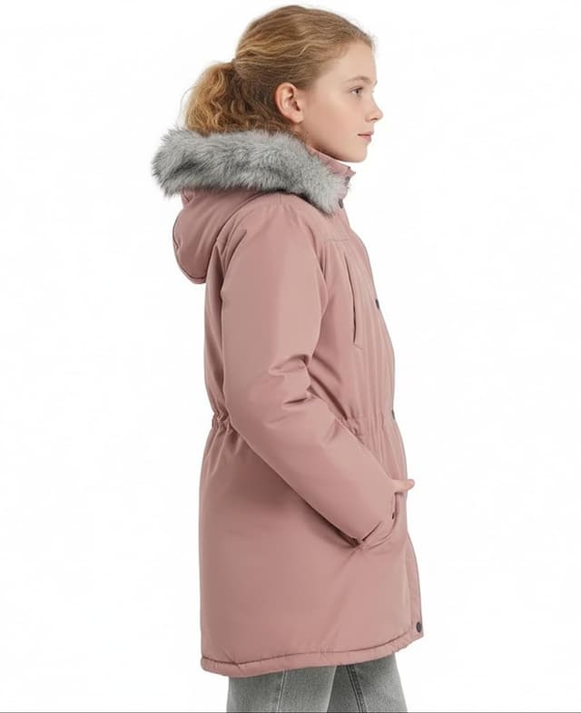 Detalle 2 de SOLOCOTE Manteau hiver imperméable pour filles – parka longue avec capuche, épaisse et doublée polaire