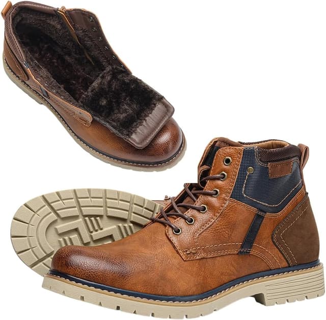 Detalle 1 de Harssidanzar Herren Motorrad Kampfstiefel KM317EU – Schnür-Chelsea-Stiefelette für kaltes Wetter