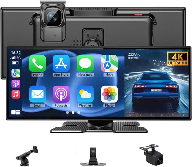 Detalle de 11.5" Car Tablet Pro Max 2026 Wireless CarPlay Screen with 4K Front & 1080P Rear Camera