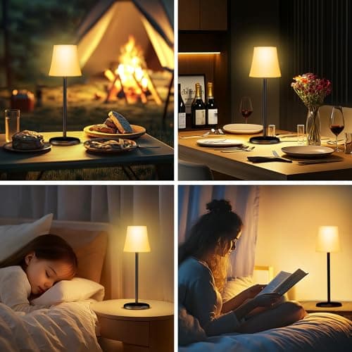 Detalle de Suright 2 Piezas Lámpara de Mesa Inalámbrica con 3 Temperaturas 🎇