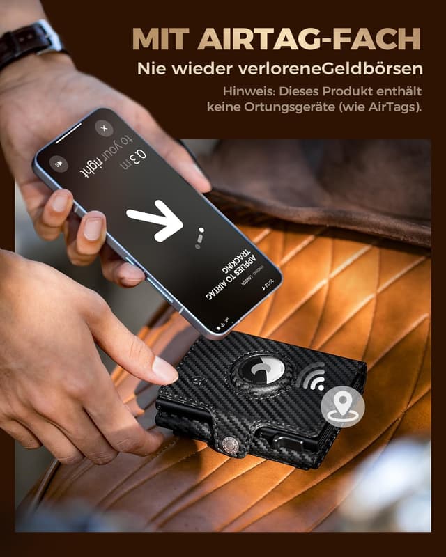 Detalle 2 de LORZOR AirTag Wallet Slim mit XXL Münzfach